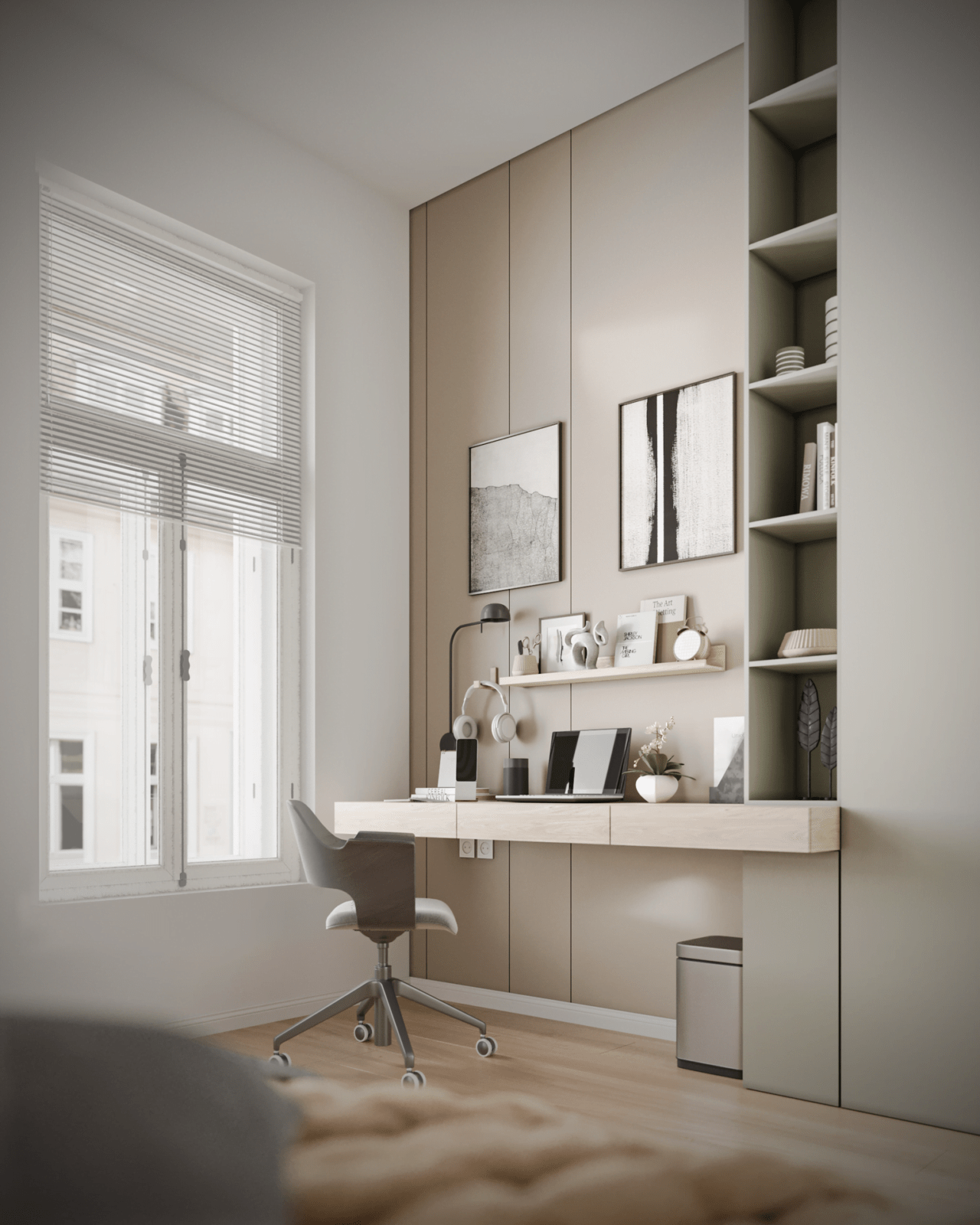 Innenraumvisualisierung eines Arbeitszimmers an der Präsidentenstraße