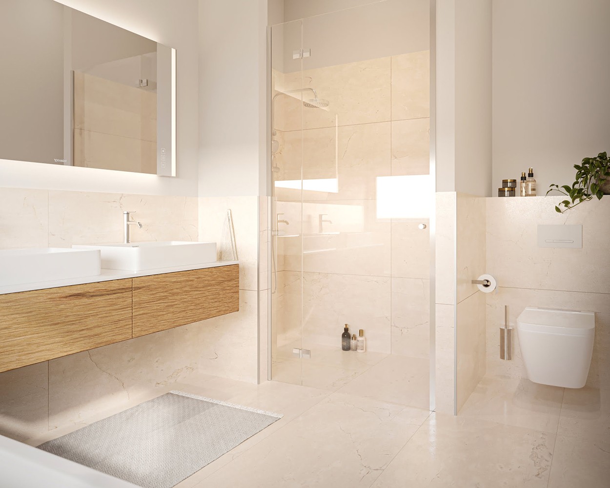 Interiorvisualisierung eines großen Badezimmers für die Gifhorner-Straße