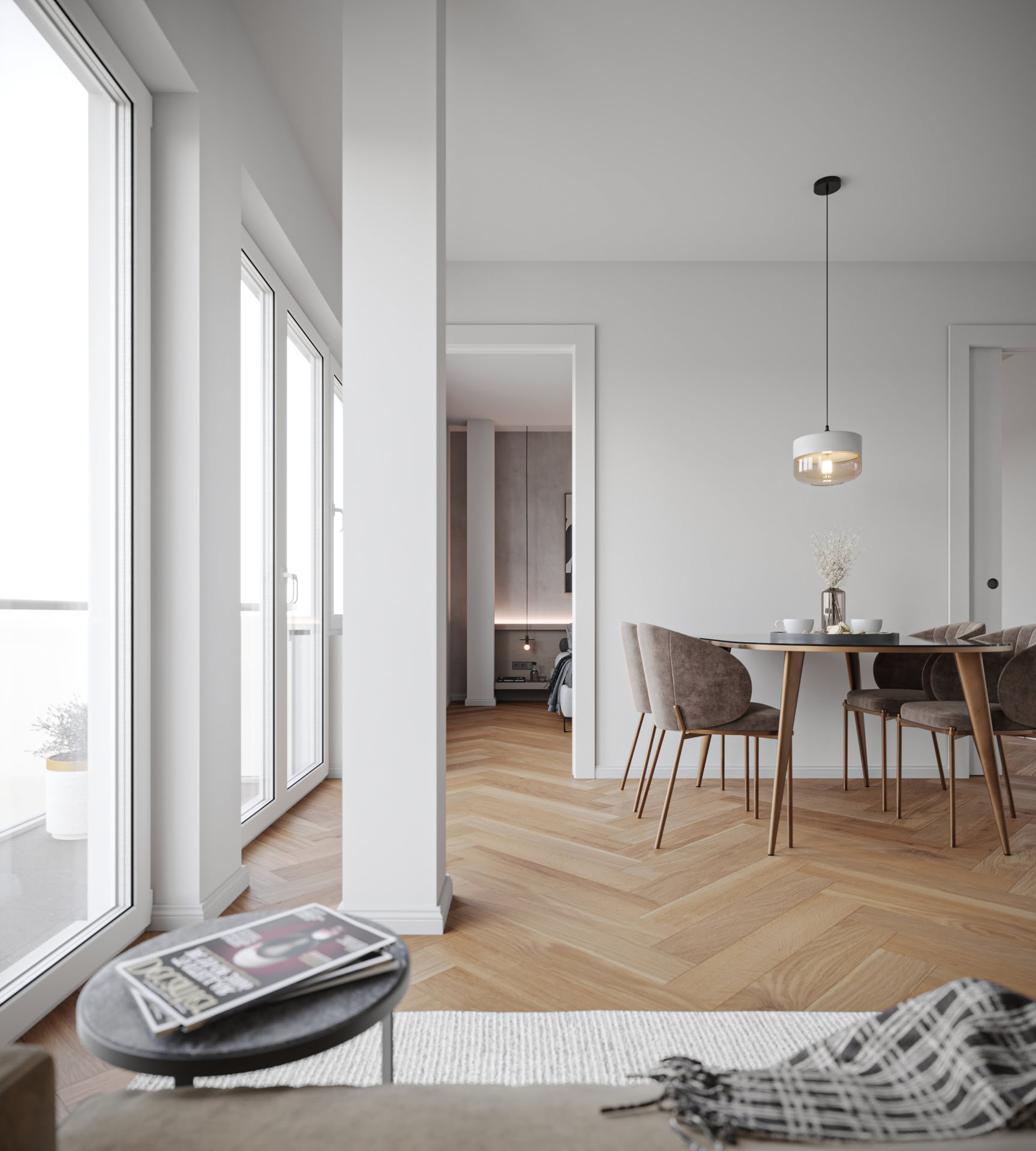 Innenraumvisualisierung eines Wohnraums in der Hansaallee
