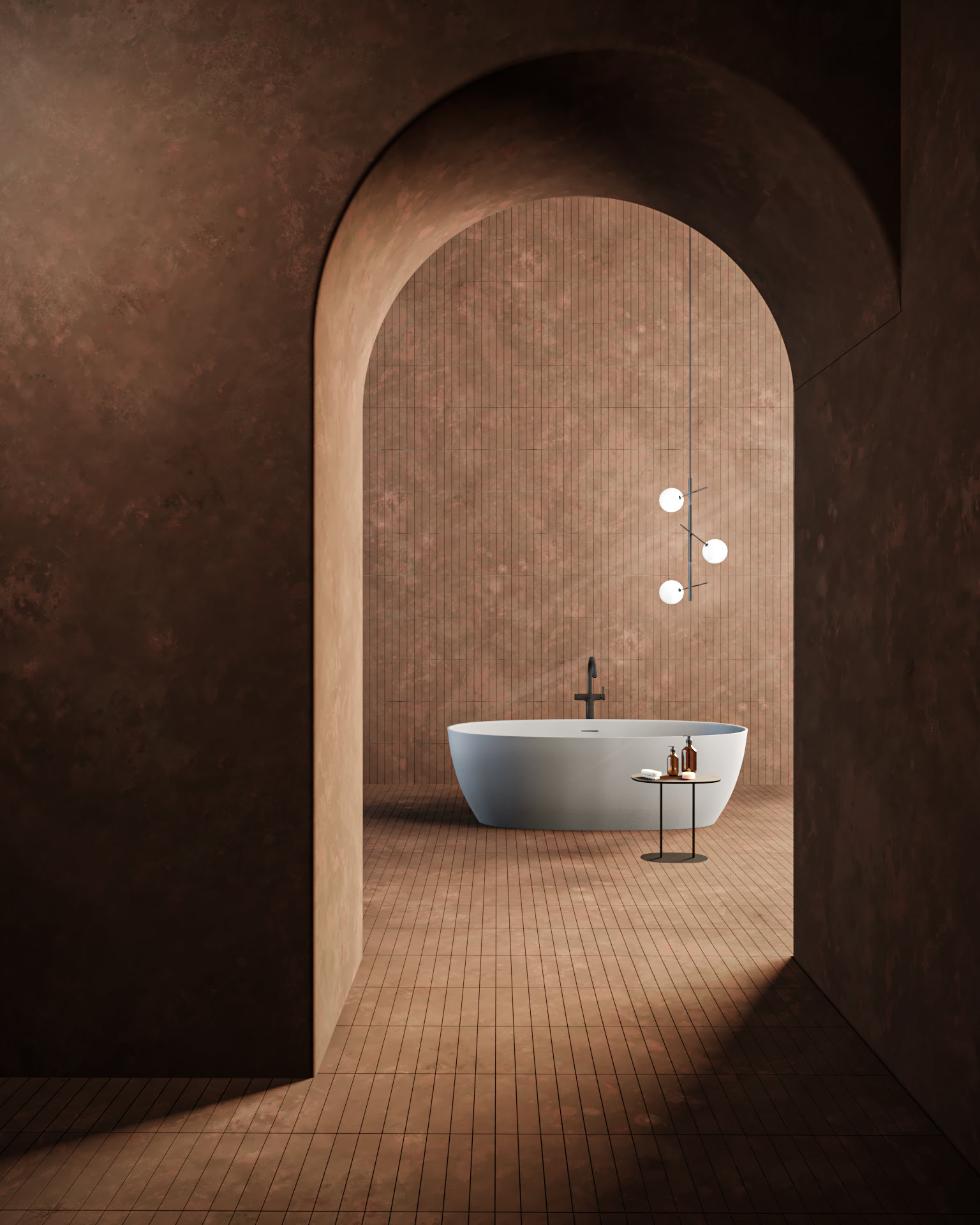 Produktvisualisierung einer Badewanne in stilvoller Umgebung