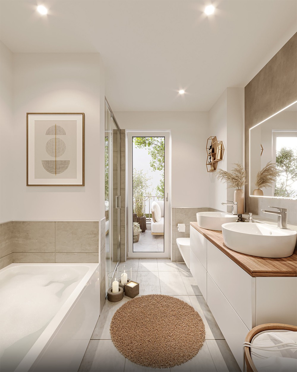 Innenraumvisualisierung von einem Badezimmer mit Badewanne