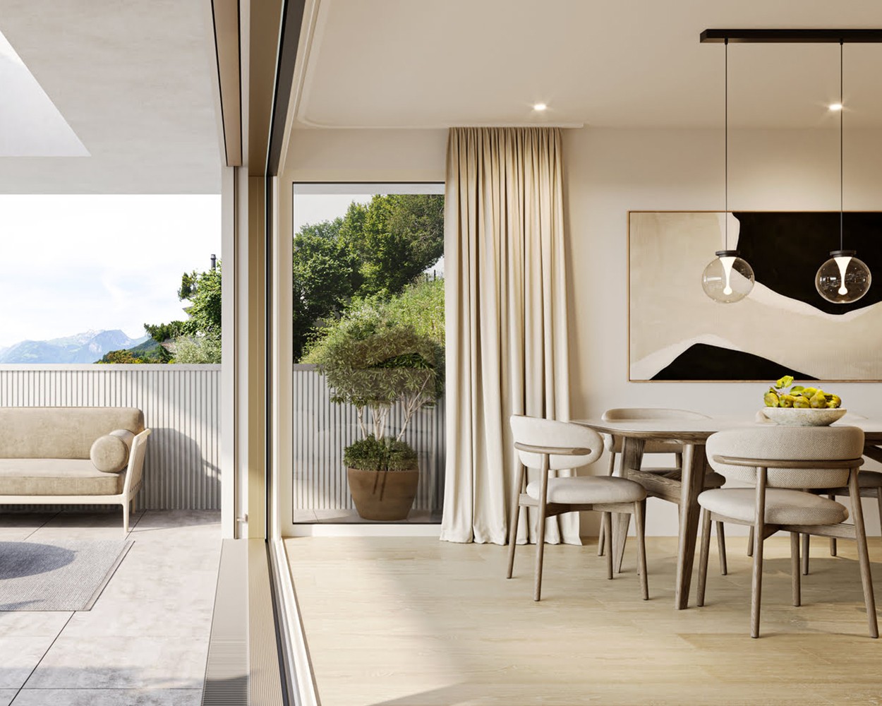 Architekturvisualisierung einer Dachterrasse in Sarnen